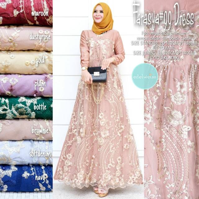 Farasya Dress #99 Gamis Brukat Mewah Gamis Kondangan Terbaru Dress Velvet Jumbo LD 130 Gamis Brukat Jumbo Gamis Lebaran Terbaru Dress Muslimah Gaun Pesta Gamis Seragam Pernikahan Outfit Bridesmaid Gamis Broklat Jumbo Wanita xxxl Outfit Kondangan Terbaru