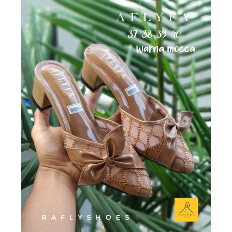 Zora Heels Wanita Rivana Terbaru 2021 (Art. 955) Sepatu Slop Brokat Pita Hak 5 Cm | Wedding Shoes Te