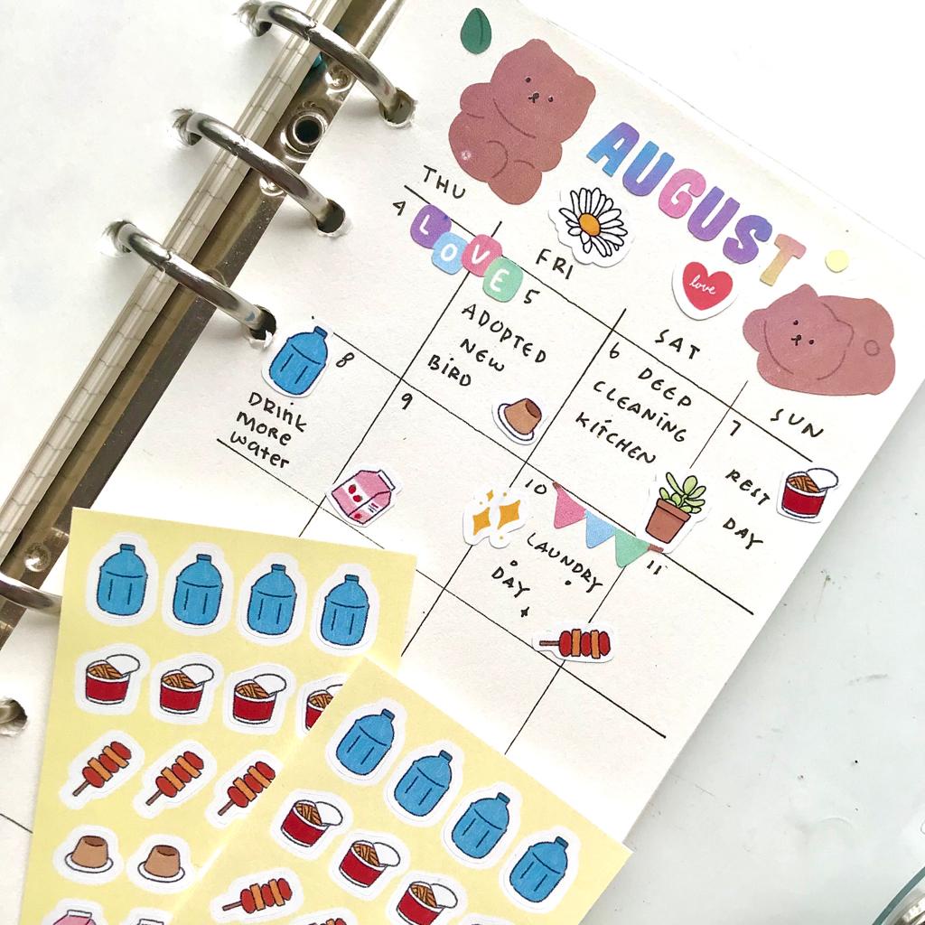 Sticker makanan mini lucu/ sticker dekorasi jurnal/ stiker aesthetic L61
