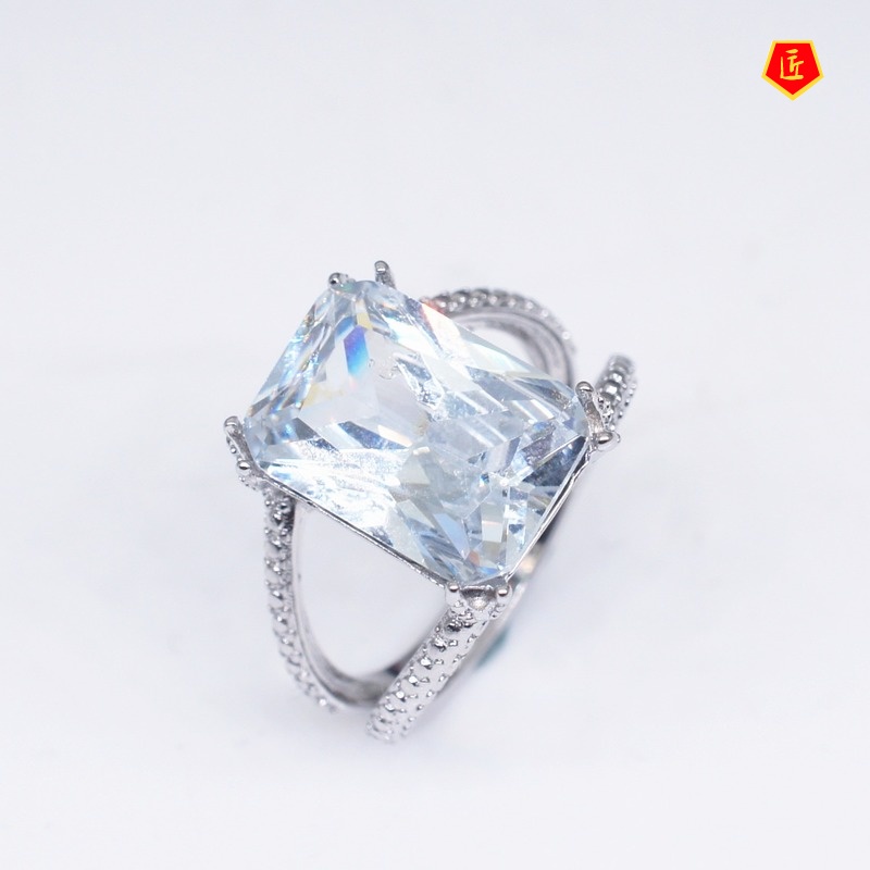 [Ready Stock]Exaggerated Square Diamond Ring Female Fashion Personality