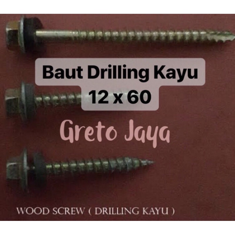 ( 12x60 ) Baut Drilling Kayu SDS Galvalum 12 x 60 mm Drill Spandek Baja Ringan Asbes Driling