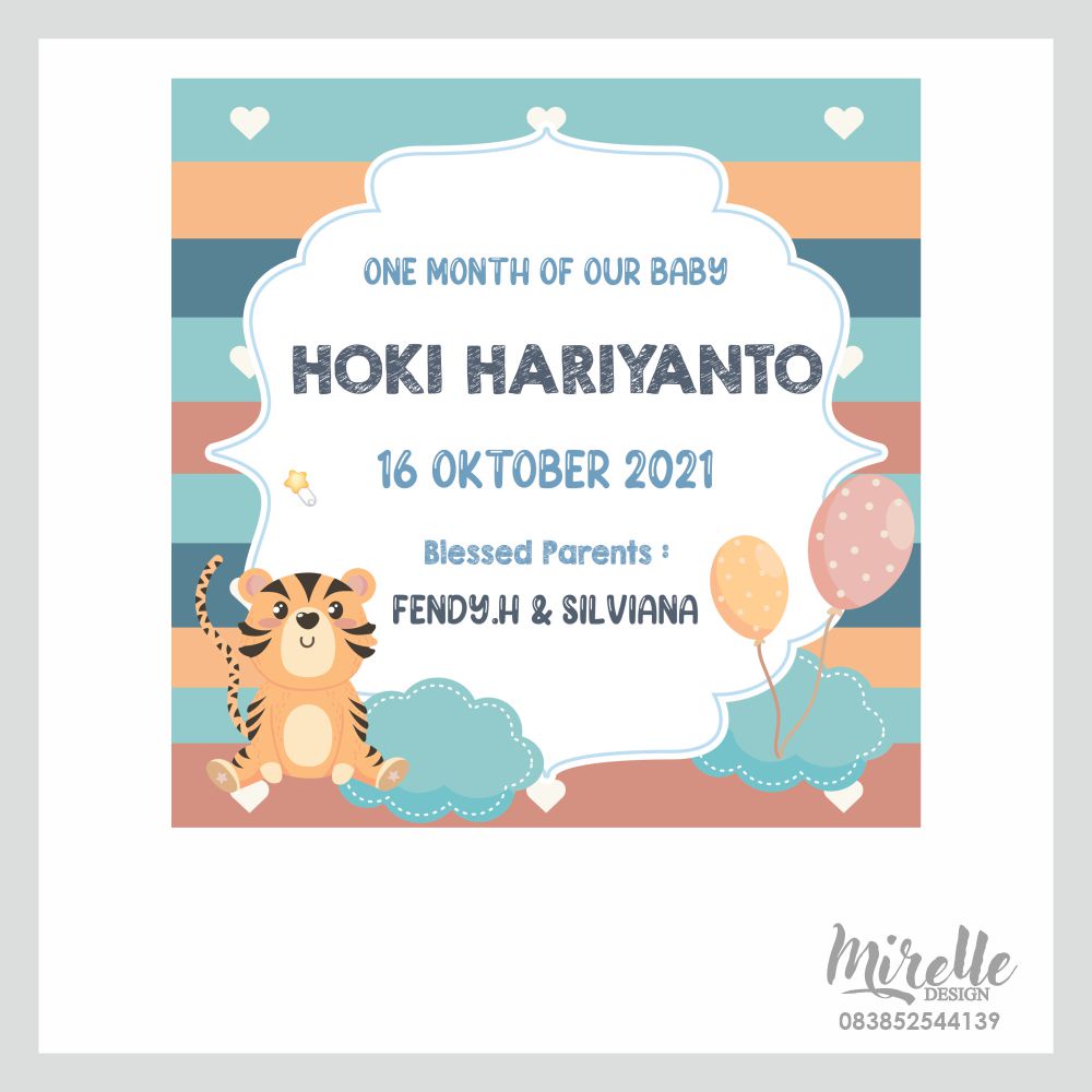 

Kartu / Stiker Baby 1 Month/1 bulanan baby - B03 tema Tiger