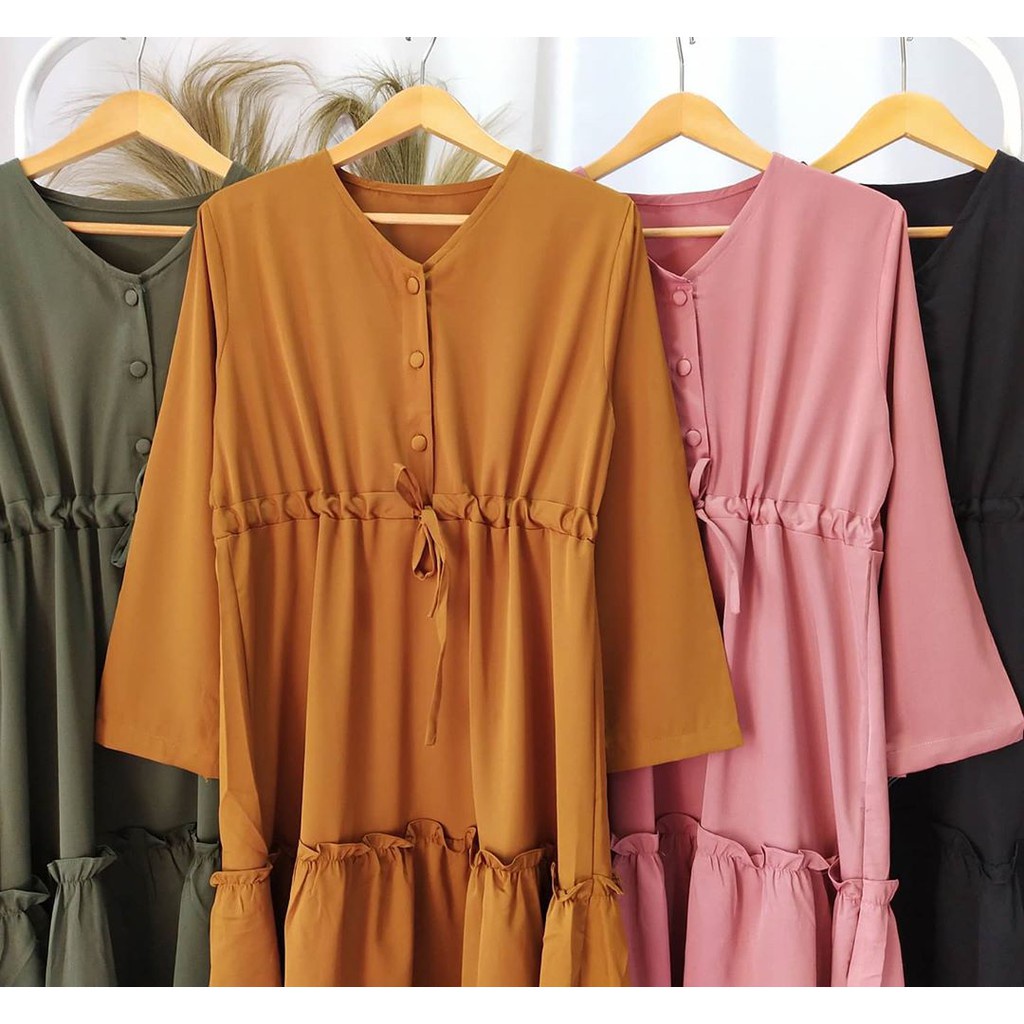 TM 22- COD Kemeja tunik wanita remaja cewek L ld 100 cm panjang murah busui kancing depan