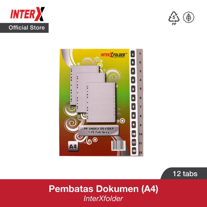 pembatas buku binder A4 index divider interx 1-12