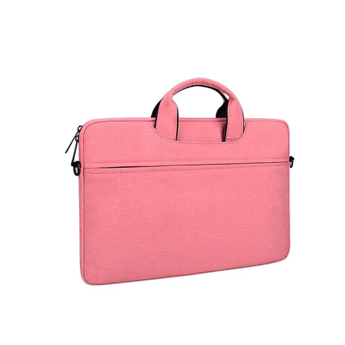 Tas Laptop Softcase 14 inch Nylon Jinjing Slempang Waterproof - Pink