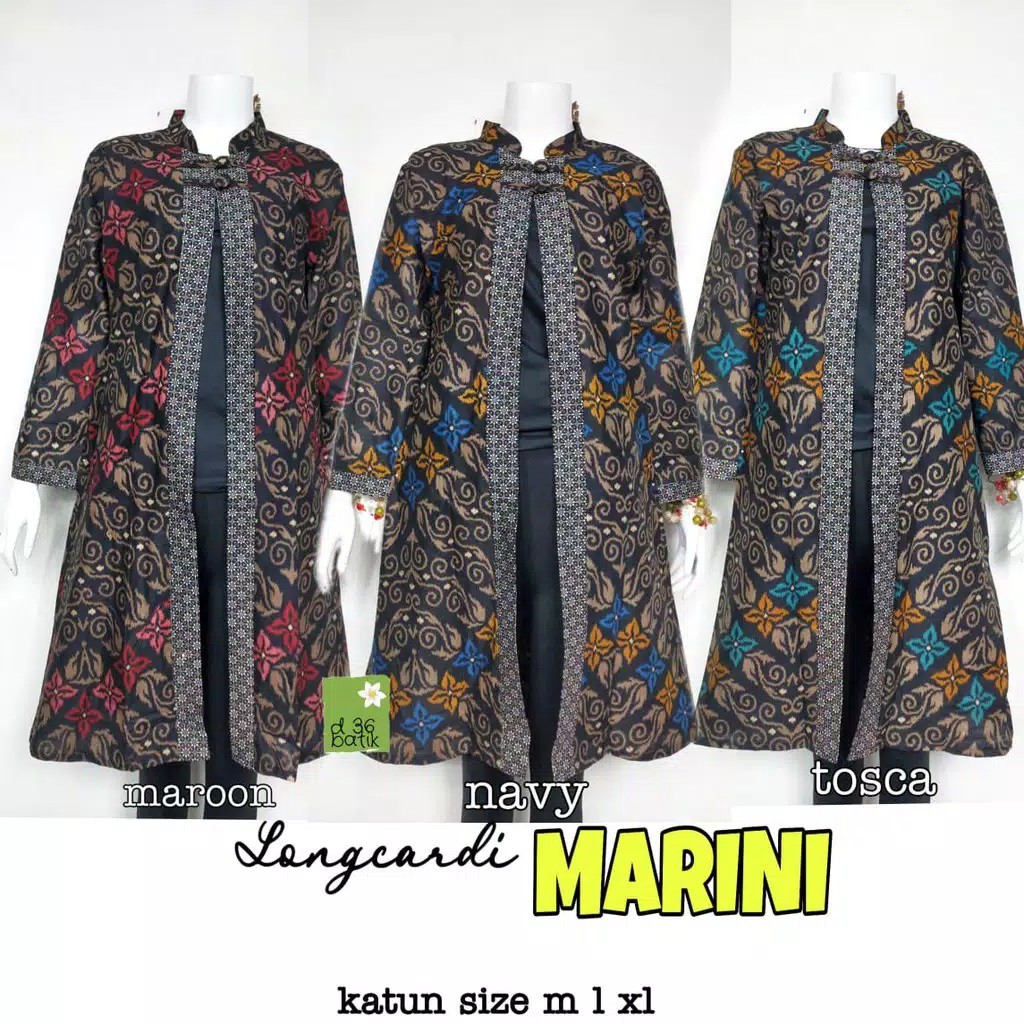 Couple Longcardi Marini Batik Bunga Zigzag Kopelan Pasangan Sarimbitan Pesta Kondangan Kerja Bagus