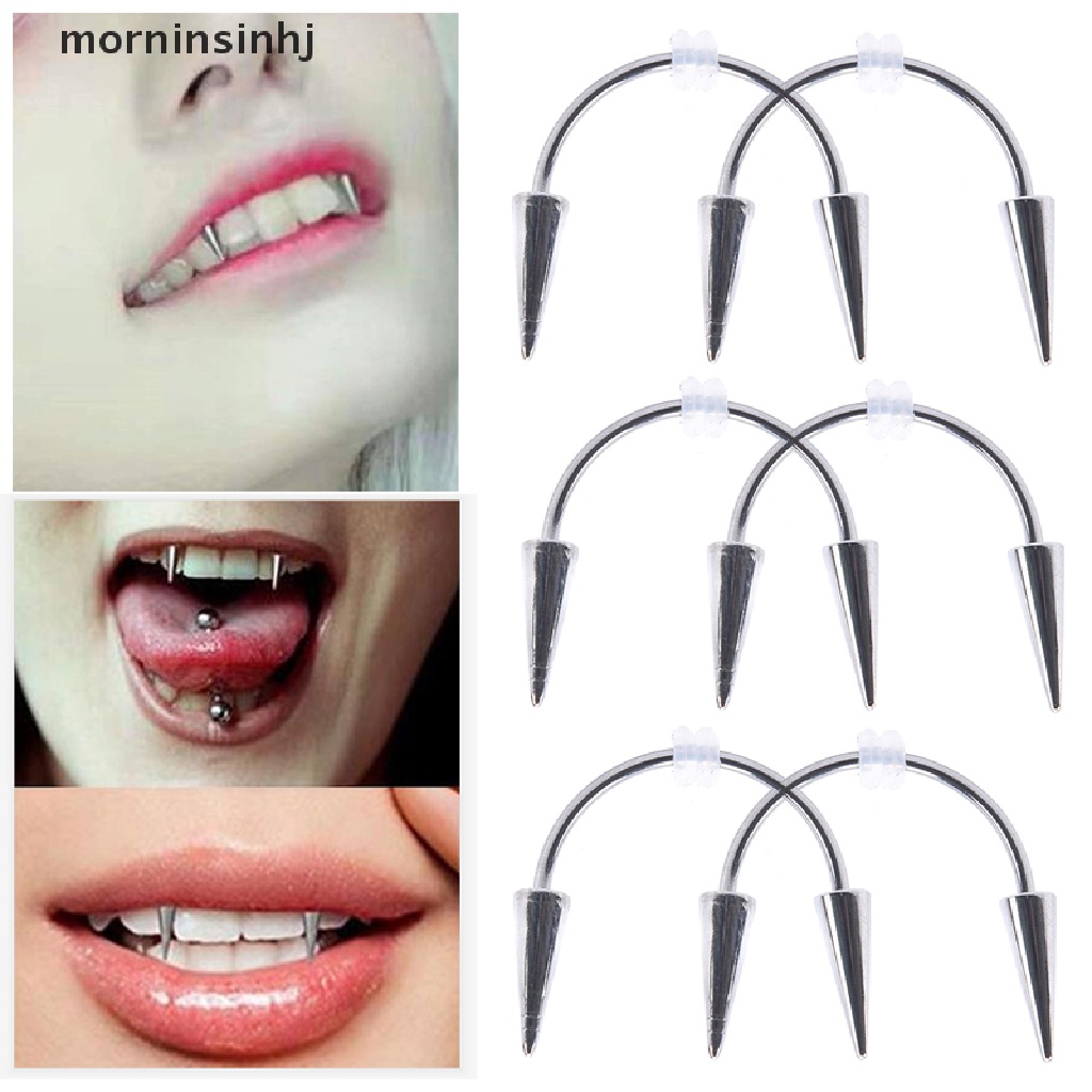 Mornin Vampire Teeth Bentuk C Bahan Stainless Steel Untuk Bibir
