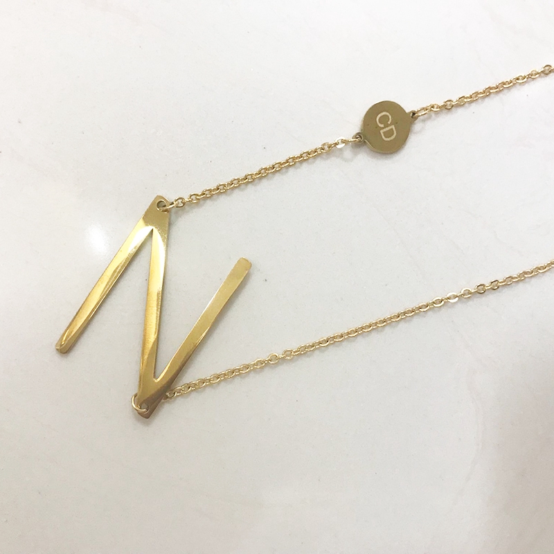 READY STOCK COD Kalung Titanium Antikarat Huruf Lapis Emas 24K Alfabet Liontin