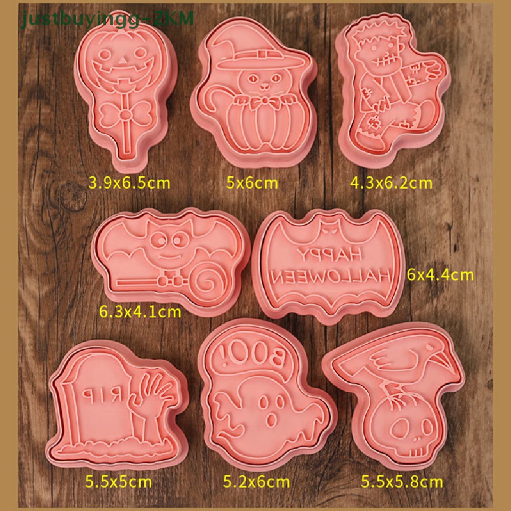 8pcs Pemotong Biskuit Cookies Bahan Plastik Bentuk Hantu Monster Halloween