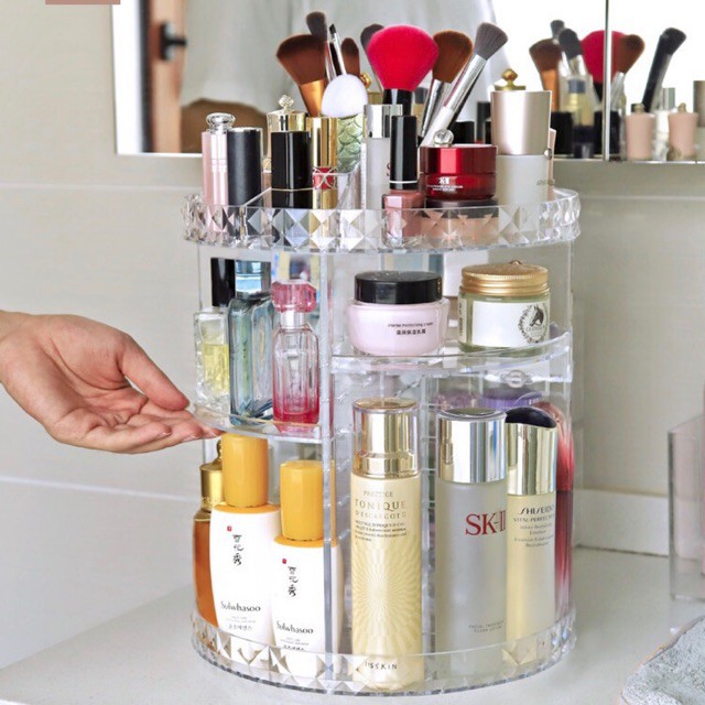 Rak Kosmetik 360 Derajat "MOTIF DIAMOND" /Tempat make up/ Rak/Kosmetik/Rak kosmetik putar , SHENAR