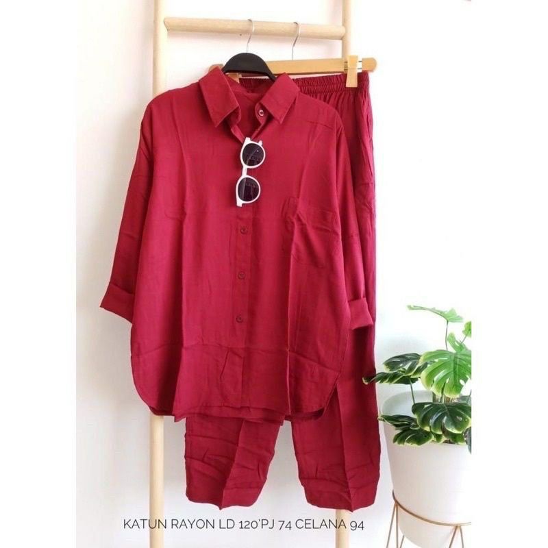 ONE SET WANITA POLOS | SETELAN WANITA PREMIUM JUMBO/SETELAN OVERSIZE JUMBO