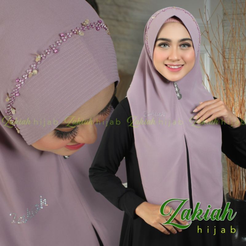 Jilbab Hoodie Pet Payet Ori Zakiah Hijab