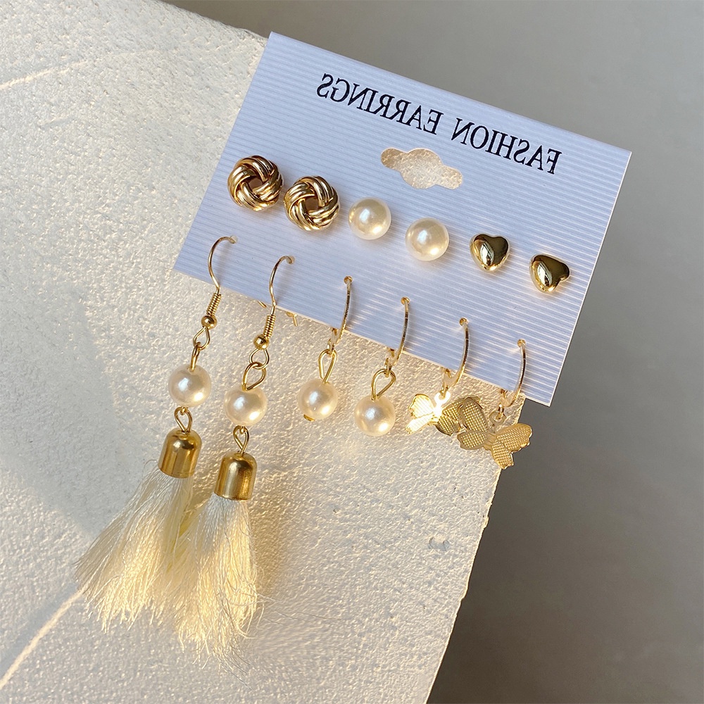 Set Anting Hoop Model Rumbai Kupu-Kupu Pir Hollow Gaya Etnik Bohemian Untuk Wanita