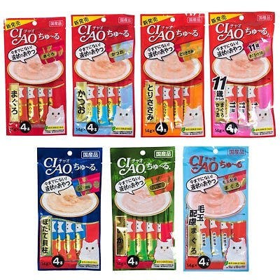 CIAO Snack Cair ChuRu Liquid Creamy Snack Kucing isi 4 / Makanan Cair Kucing