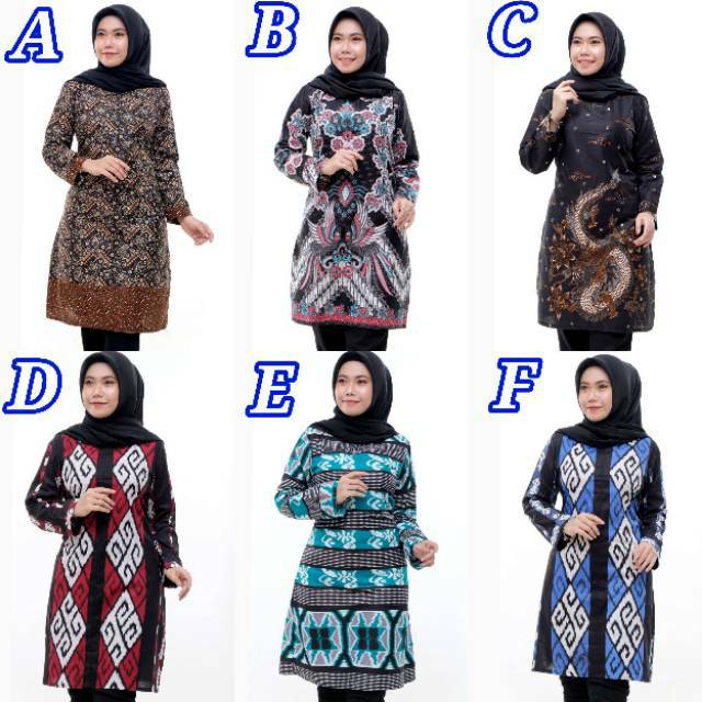  Tunik  Batik  PPBTK07 Modern Lengan Panjang Casual  Modis 