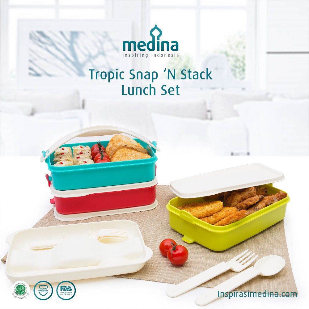 DUSDUSAN Tropic Snap 'N Stack Lunch set Rantang Piknik Bekal Sekolah Anak