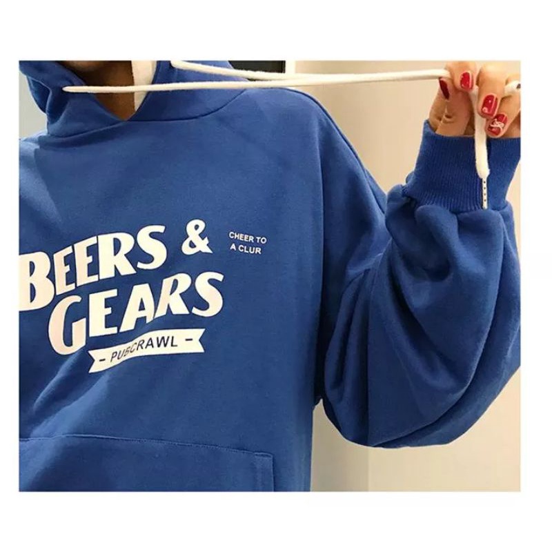 (S - XXXXL 5XL 6XL) Hoodie Korean Style BEERS &amp; GEARS Harajuku Bigsize Unisex Jaket Sweater Jumbo Streetwear Fashion Urban Oversize