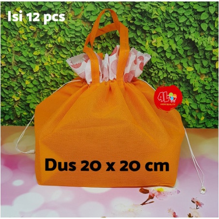 

✨ BISA COD ✨ 12bh Tas Kain / Serut parcel untuk Dus / Box Makanan ukuran 20x20 cm