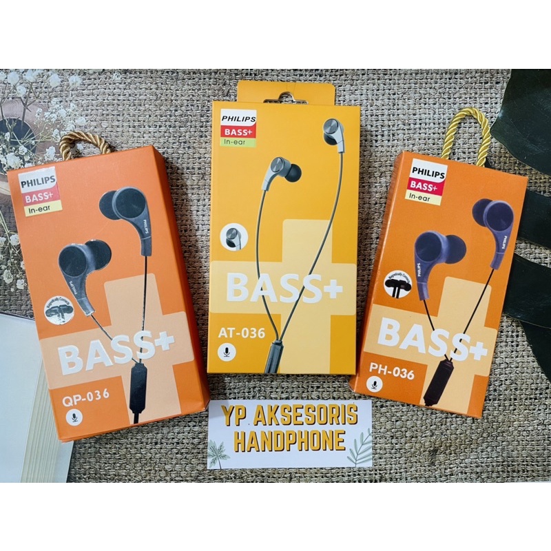 Earphone - Handsfree - Headset Philips AT-036 PH-036 QP-036 BASS+ Built Mic AT036 HF