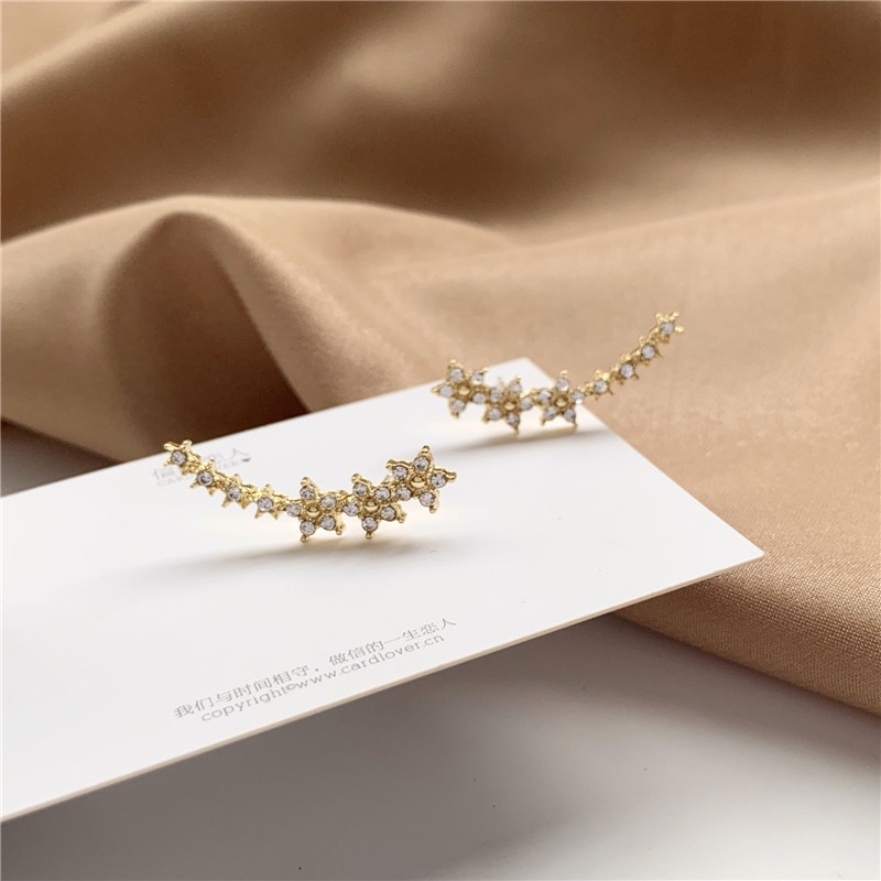 [ACKER] Dongdaemun Desain Anting Aliran Bintang S925 Jarum Perak Ear Studs Gaya Keren Elegan