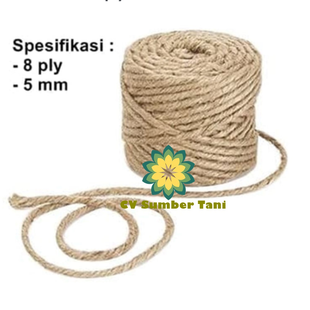 

Tambang Tali Goni Rami Lilitan 8ply Ketebalan size 5mm Meteran bagus