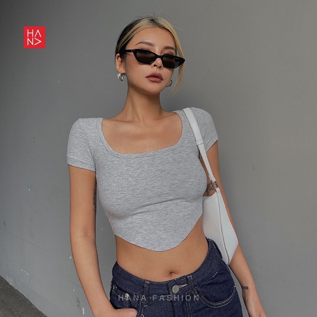 Jual Hana Fashion Audrey Ribbed Crop Top Wanita Ct Shopee Indonesia