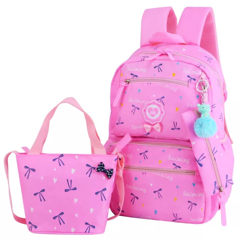 Tas Sekolah Anak Perempuan Sd -Smp -Sma Backpack Ransel Wanita Set 3 In 1 Pita Saiming