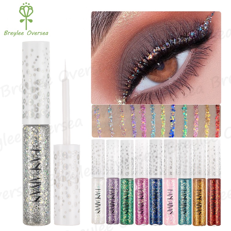 【Baru】HANDAIYAN New 12 color diamond glitter liquid eyeliner, durable, waterproof, shimmery glitter makeup, beauty tools