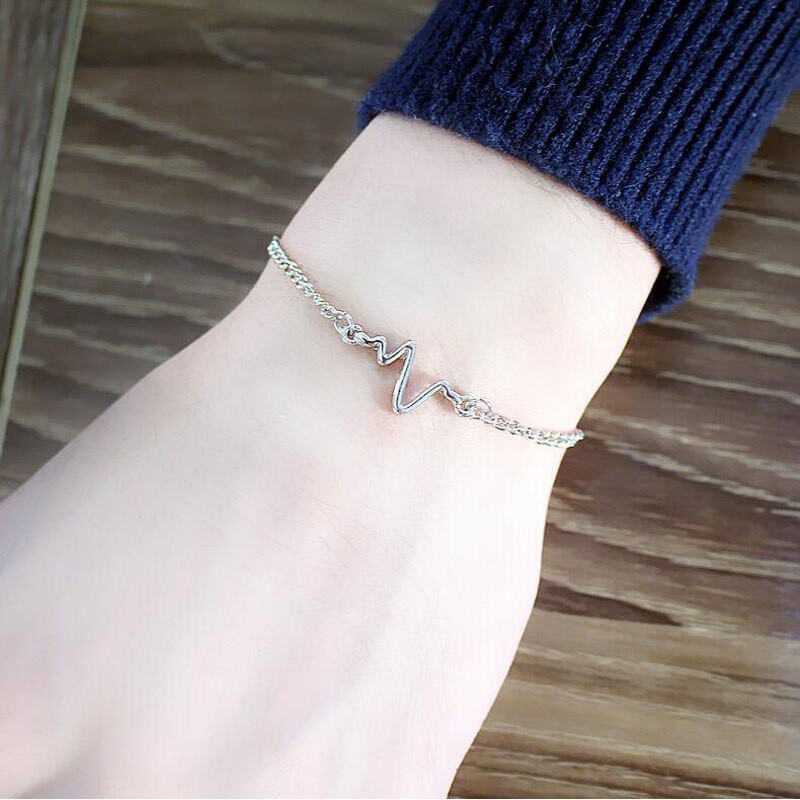 Gelang Rantai Unisex Couple Charm Electrocardiogram Fashion Korea Aksesoris Fashion 4.8