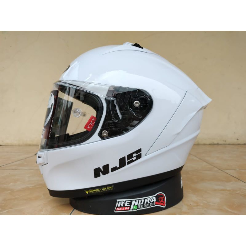 Helm NJS Zx1 Motif/ Poloss. NJS ZX- 1R Solid White. Original 100% ( Ogkir Termurah 2kg )-1