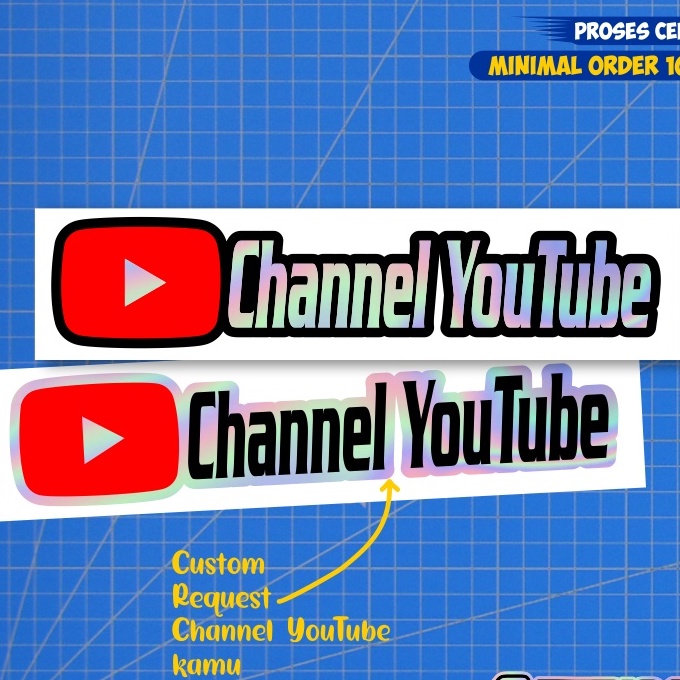 Stiker Cutting nama channel YouTube Custom Hologram