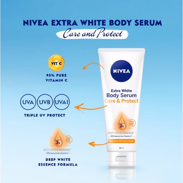 NIVEA Body Serum Extra White-Night-Repair Care Protect-Radiant-Glow-Hijab 180ml (Valensia)