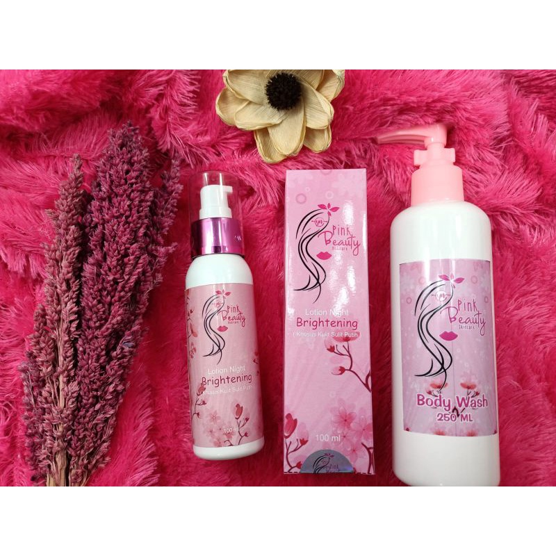 PAKET SET 2IN1 BODYCARE PINK BEAUTY WHITENING HB MALAM & BODYWASH