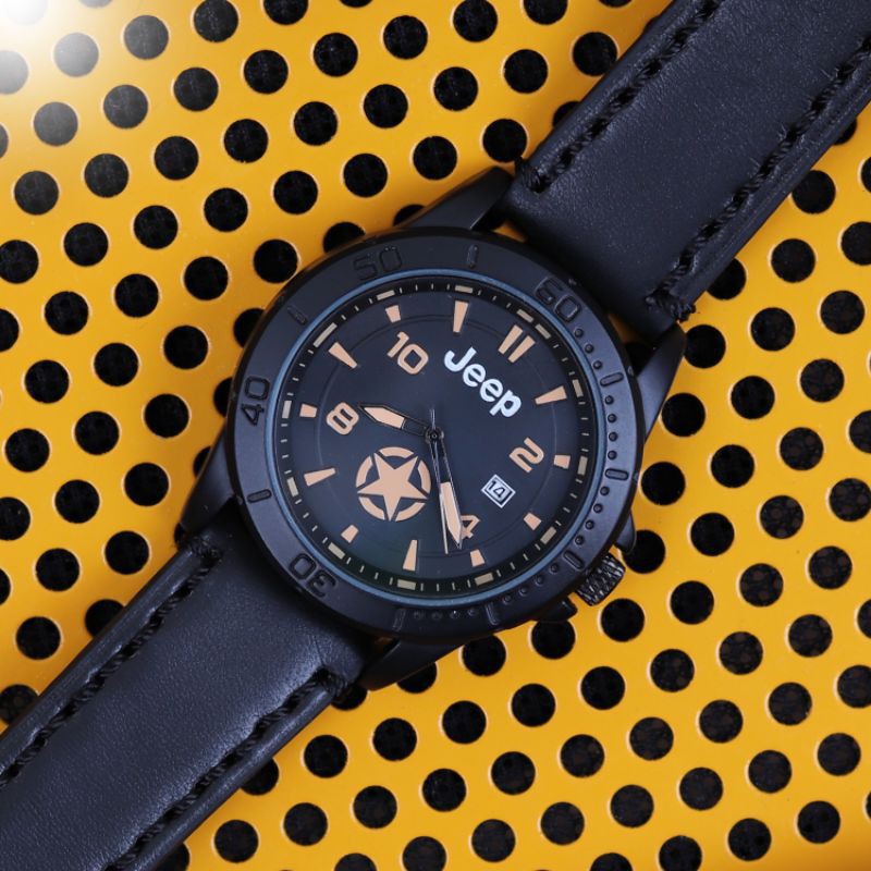 Jam Tangan Pria JEEP Analog Terbaru Tali Hitam