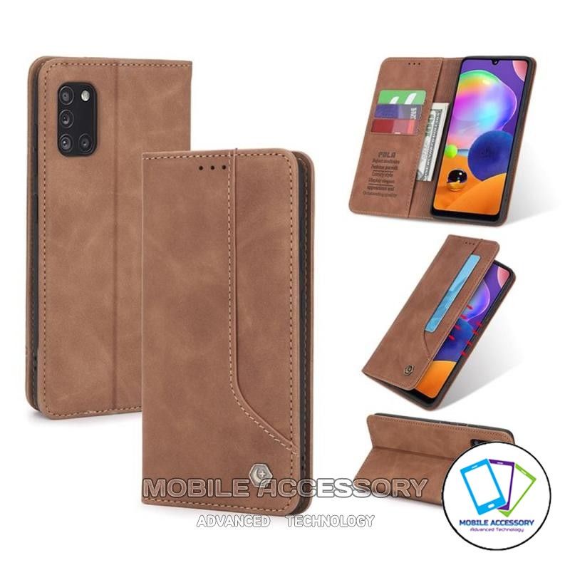 Casing Dompet Oppo A74 5G Flip Wallet Pola Leather Case Kulit isi Kartu Card Standing Cover Dudukan 