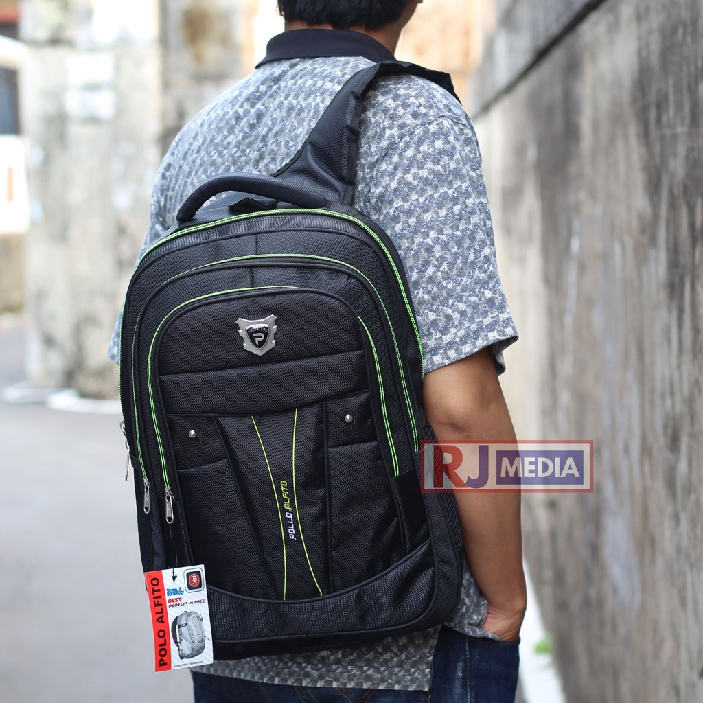 Tas Punggung Ransel Laptop Polo Alfito Backpack Anak Sekolah Les Kuliah Ransel Kerja  Awet Murah Sporty Bonus Raincover Tas Ransel Cowok Laptop