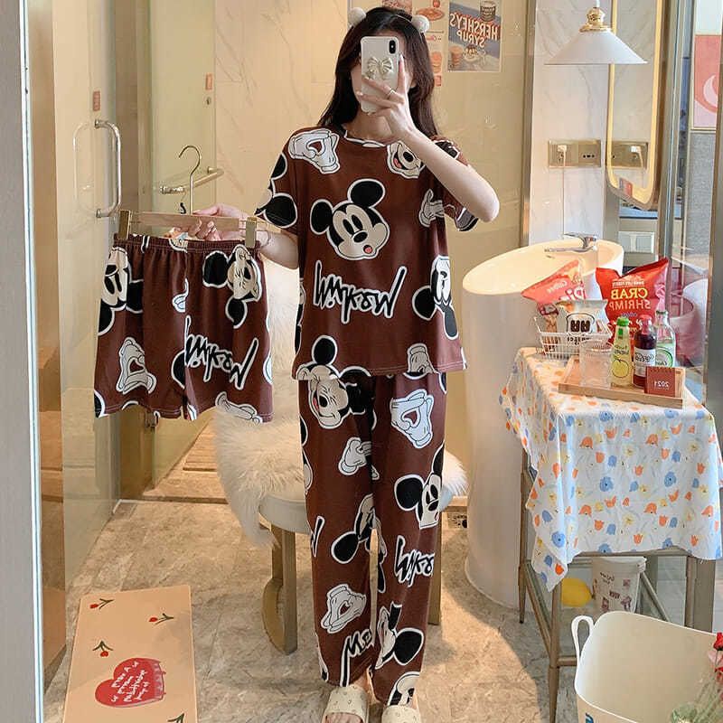 Piyama 3 In 1 | Piyama Lengan Pendek | Baju Tidur Impor | Baju Tidur 3 In 1