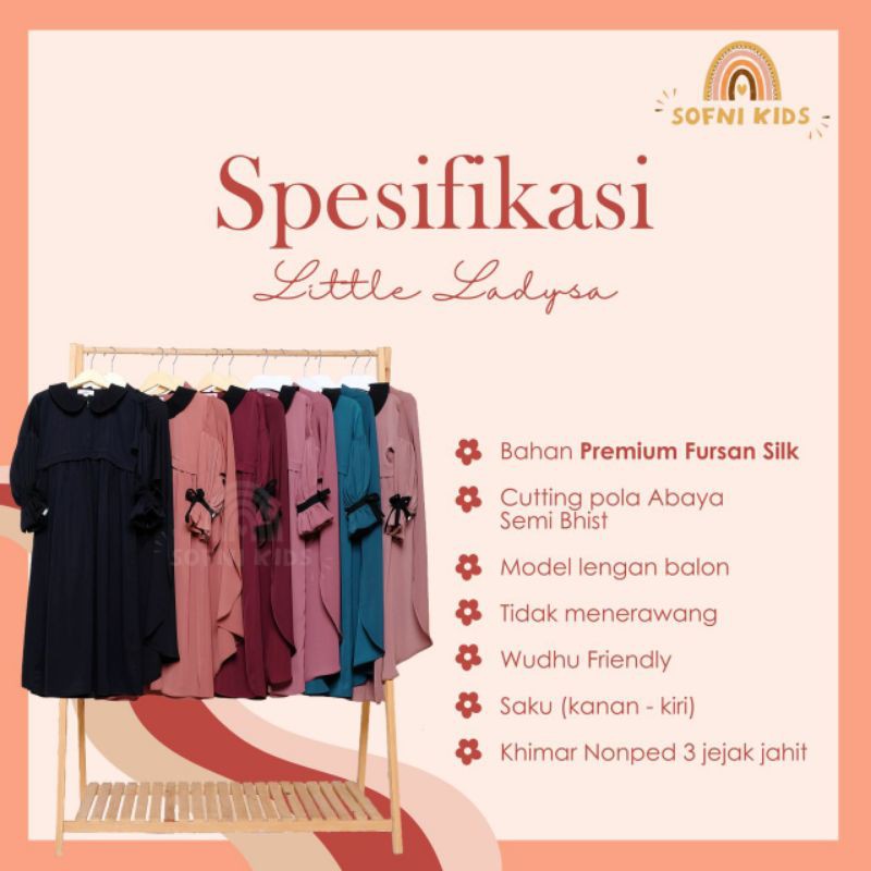 LITTLE LADYSA SERIES BY SOFNI | Ladysa Kids Sofni | Baju Muslim Anak Perempuan | Set Gamis Anak