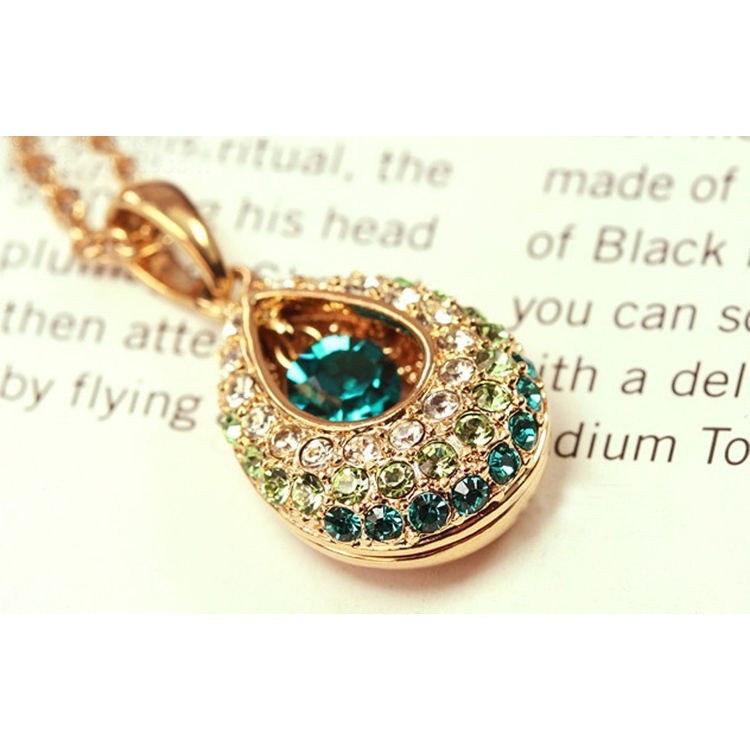 Indian Princess Hollow Multi Rhinestone Teardrop Pendant Chain Necklace Jewelry