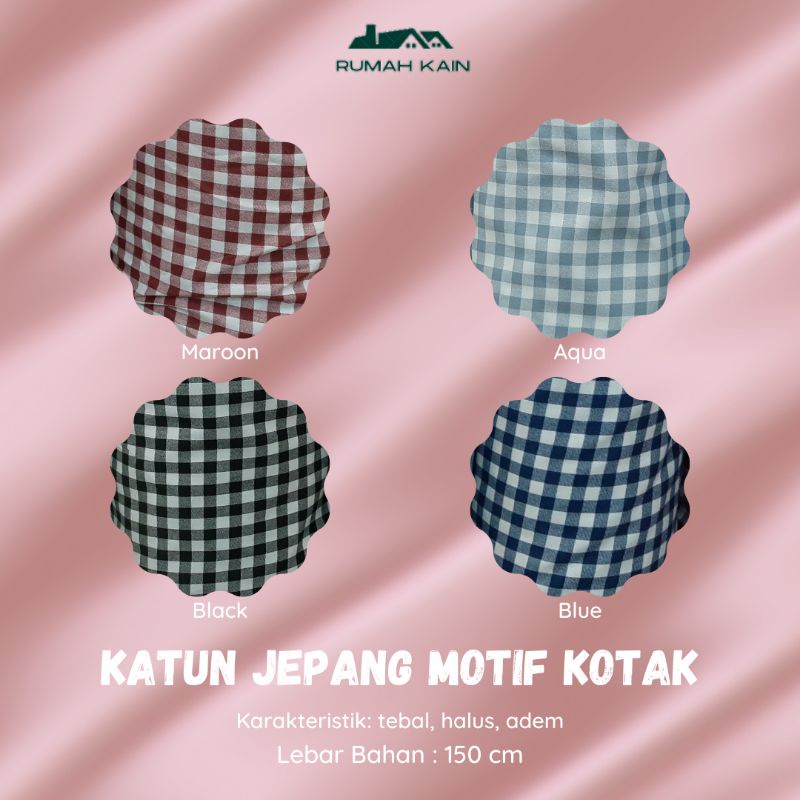 Katun Jepang Motif Kotak/ Katun Jepang/ Kain Katun Jepang/ Kain Katun