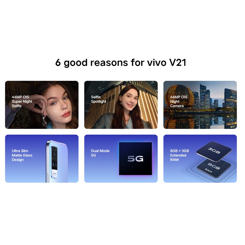 VIVO V21 5G / VIVO V20 RAM 8GB ROM 128GB Garansi Resmi Original Handphone vivo HP vivo v21 4GB baru