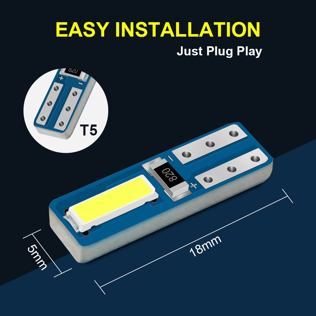 1pc Lampu Led T5 Wedge Super Terang Untuk Interior Mobil