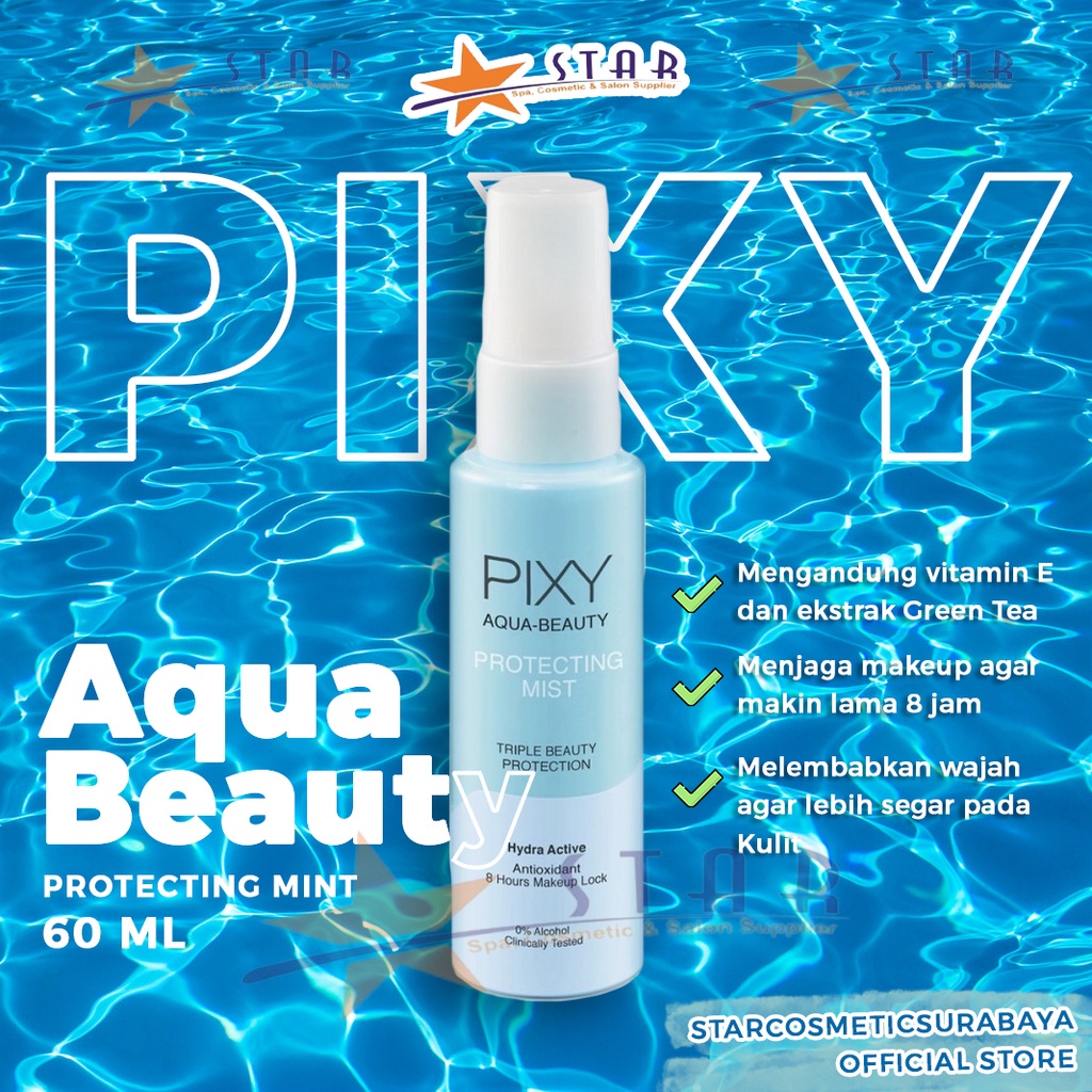 ✨STAR✨ Pixy Aqua Beauty Protecting Mist (Biru) 60ml | Setting Spray/Face Mist/ Hydrating/Water Based