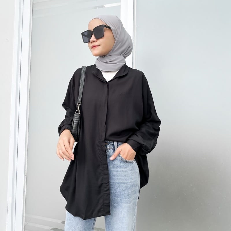 BEFAST - ZEC OOTD Blouse CASPER / Moldy Rayon Diamond Blouse / Kemeja Wanita Terbaru / Atasan Lengan Panjang / Hem Polos / Pakaian Casual Wanita / Kemeja Kerja Formal / Fashion Kekinian Wanita ABG / Terlaris