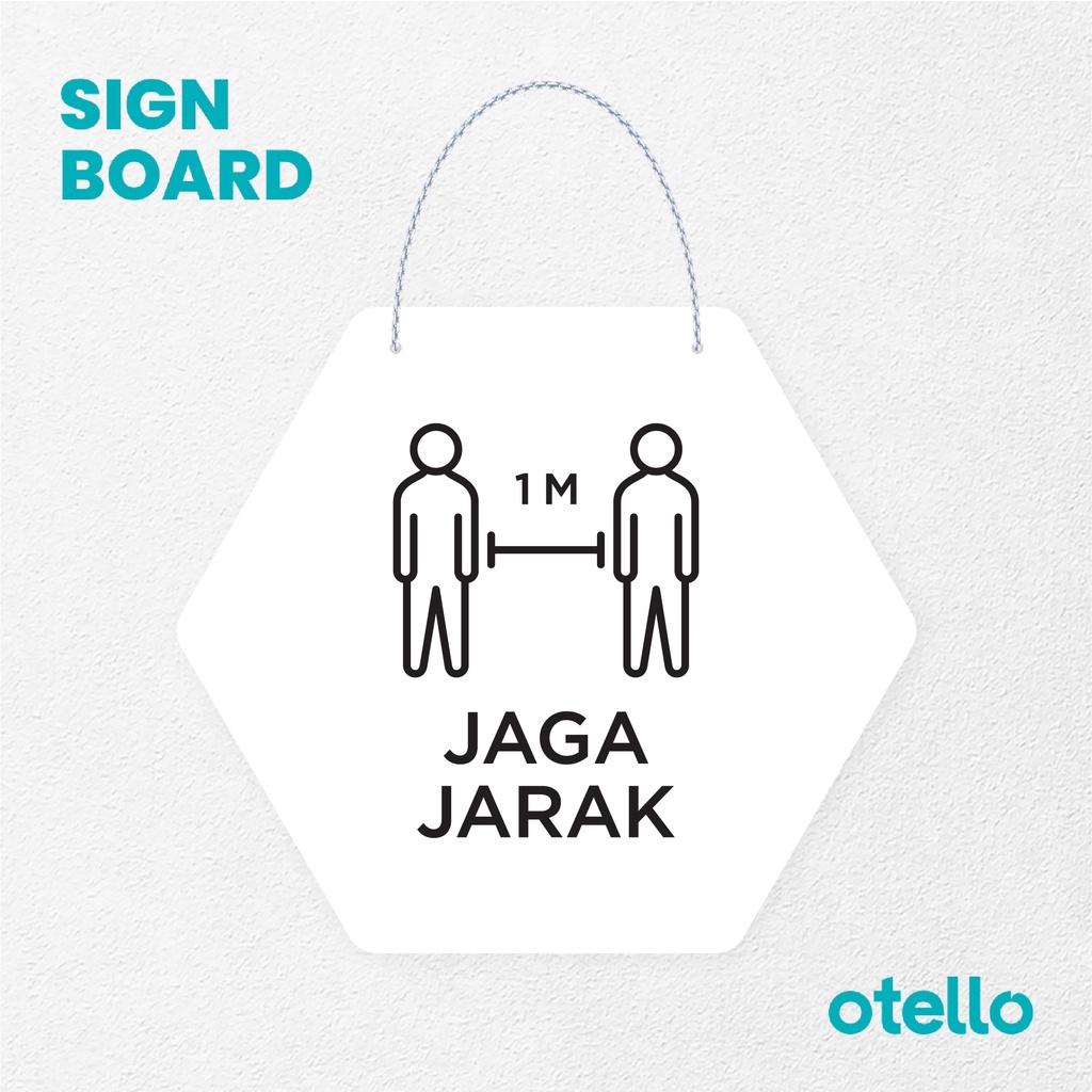 Otello Signage Jaga Jarak Signage Board Acrylic Papan Gantung Label Akrilik Rantai Petunjuk Toko Modern Minimalist Kafe Restoran Kantor Gedung Cafe