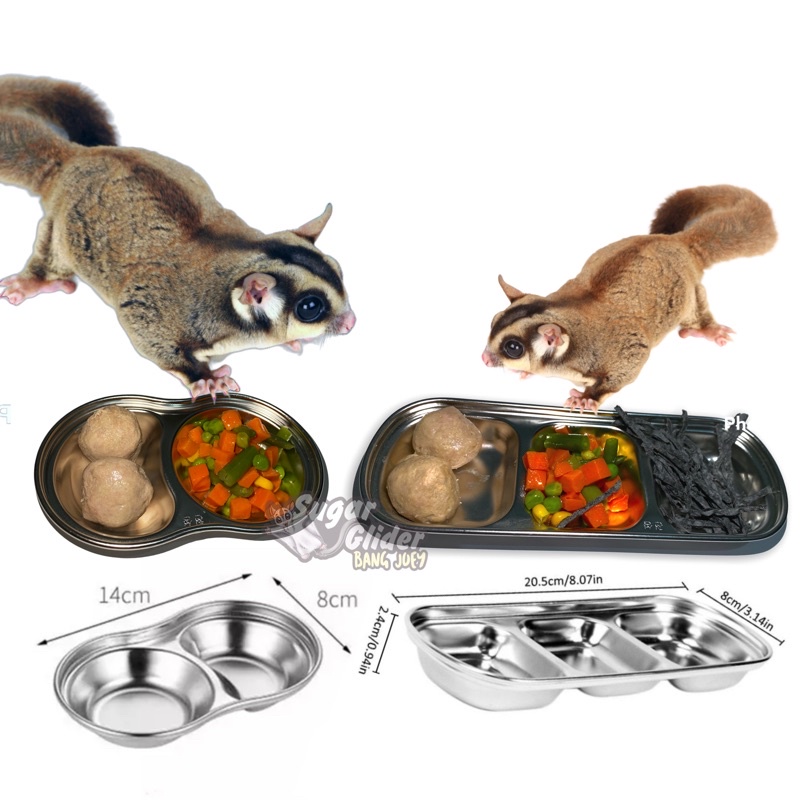 TEMPAT MAKAN PIRING MANGKUK HEWAN KECIL SUGAR GLIDET LANDAK bd dragon HAMSTER stainless steel 304