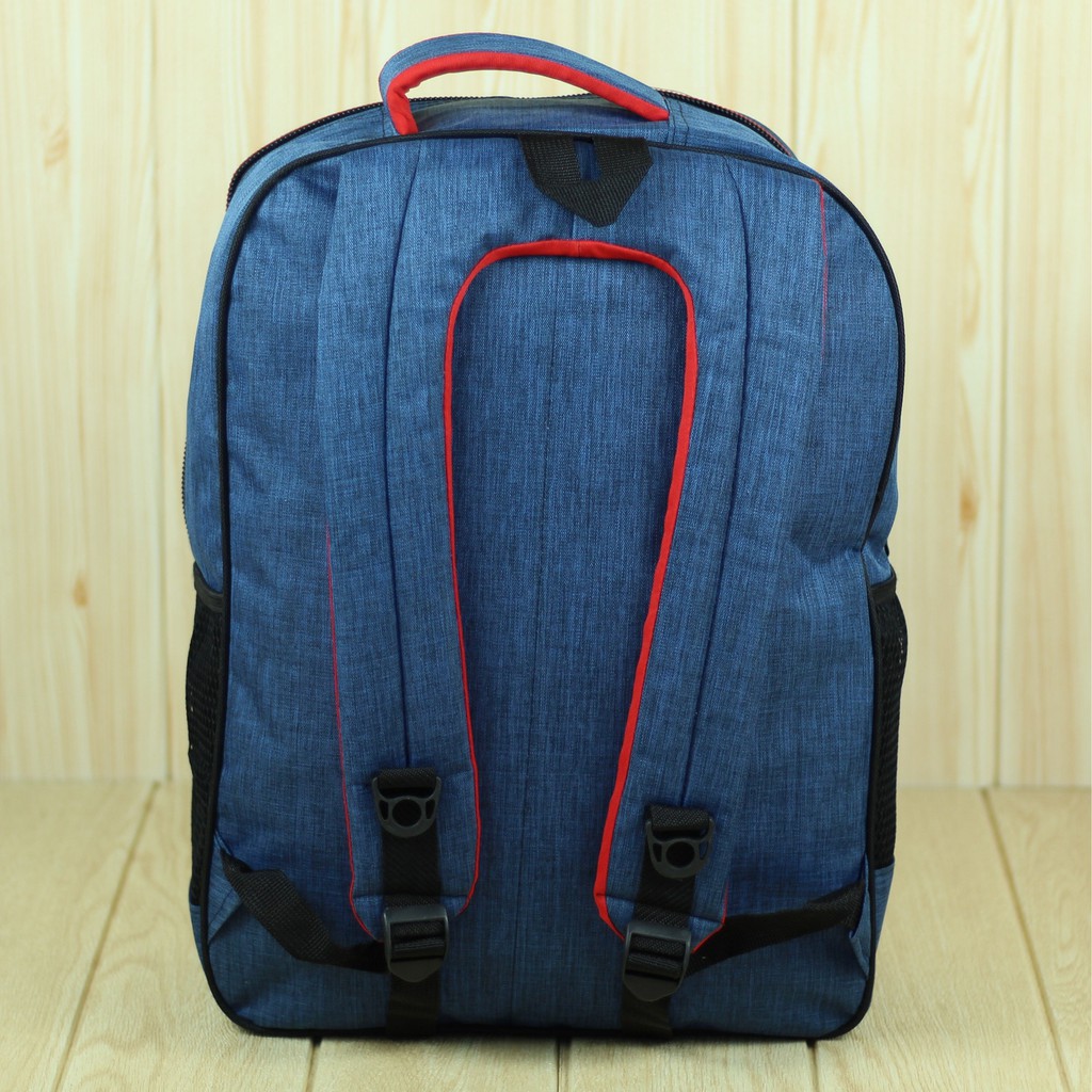 Back Pack Pria Polo 2 Kotak Warna Navy Tas Ransel Cowok Sekolah Keren