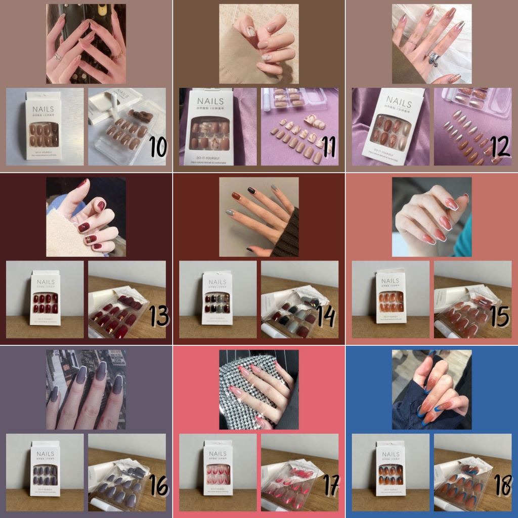 Fake Nails / 24pcs Kuku Palsu / Kuku Palsu Murah / Lem Kuku / Perawatan Kuku / Kuku Palsu Marble / Kuku Palsu Matte