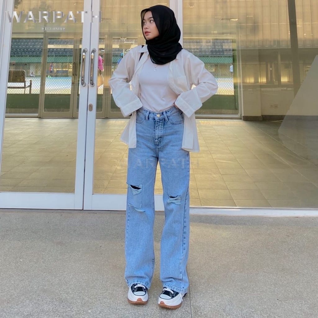 WARPATH KULOT LOOSE BOYFRIEND NON RIPPED/CELANA JEANS WARPART SOBEK  TEMBUS/WARPATH ORIGINAL IMPORT