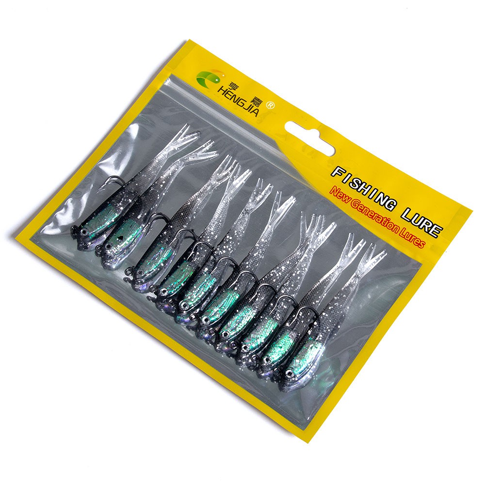 Hnegjia 10PCS/Bag Umpan Pancing Lembut 70mm 5.5g Umpan Silikon Lembut Ikan Kecil Lure Engkol Umpan Tackle